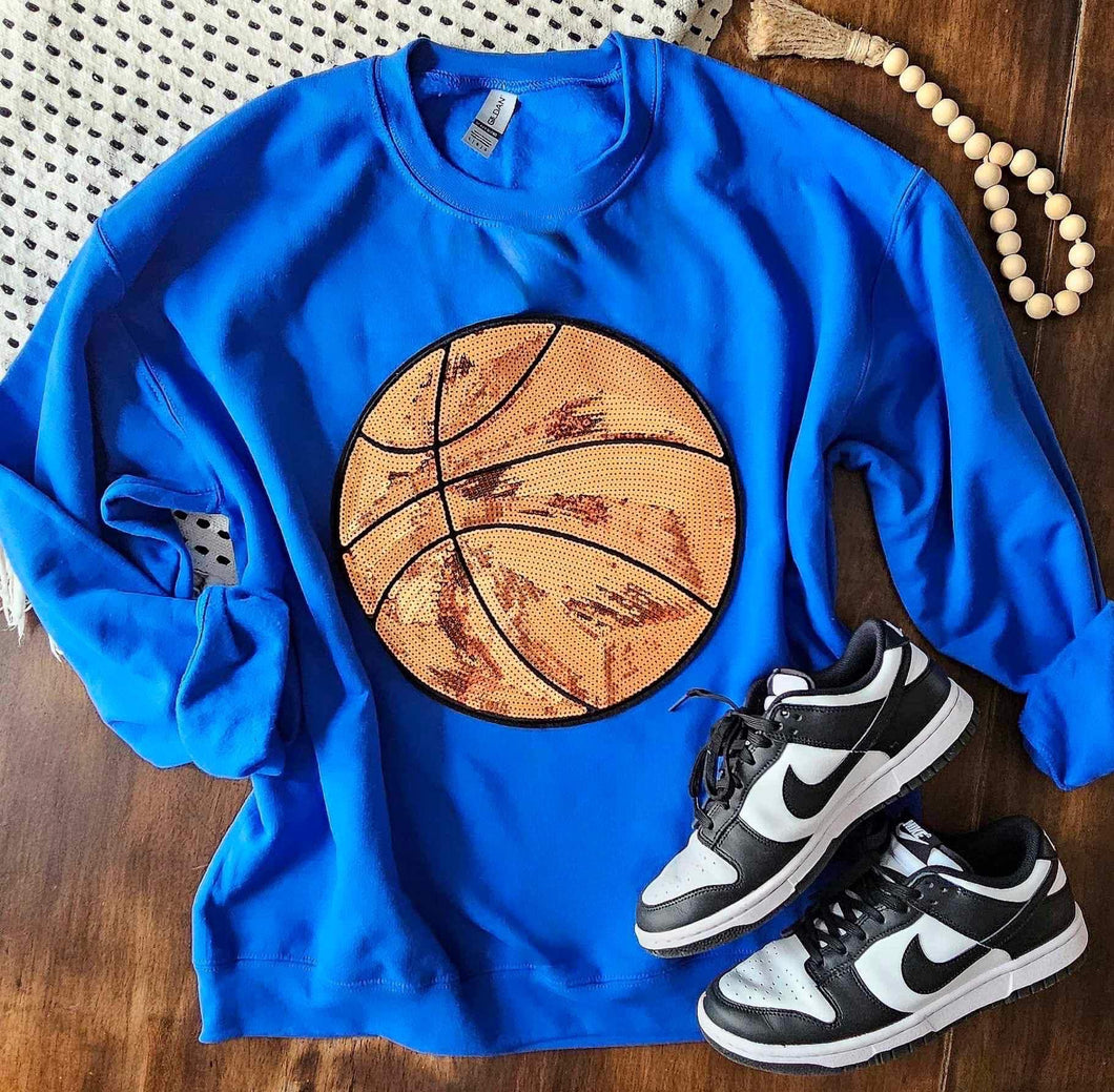 Chenille Sequin Basketball Sweatshirt